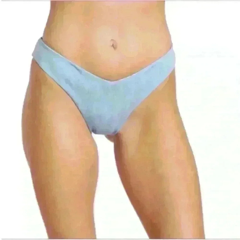 NWT! We Wore What “Delilah" Bikini Bottom In Pique Denim Texture Size XL